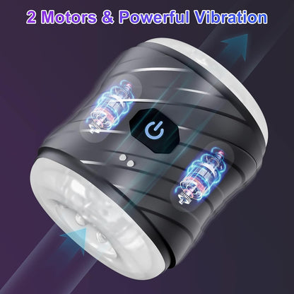 Doppelendiger Penistrainer Vibrator Stroker Blowjob Masturbator mit 7 Vibrationsmodi