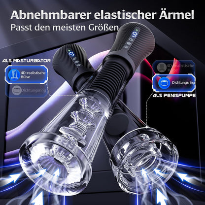 3 in 1 Elektrische Penispumpe Masturbatoren mit 9 Vibrationsintensitäten & 5 Saugmodi