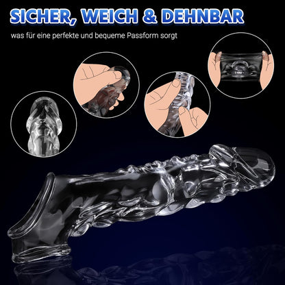 Transparenter Penishülle Penistrainer Cockringe mit 10 Vibrationsmodi
