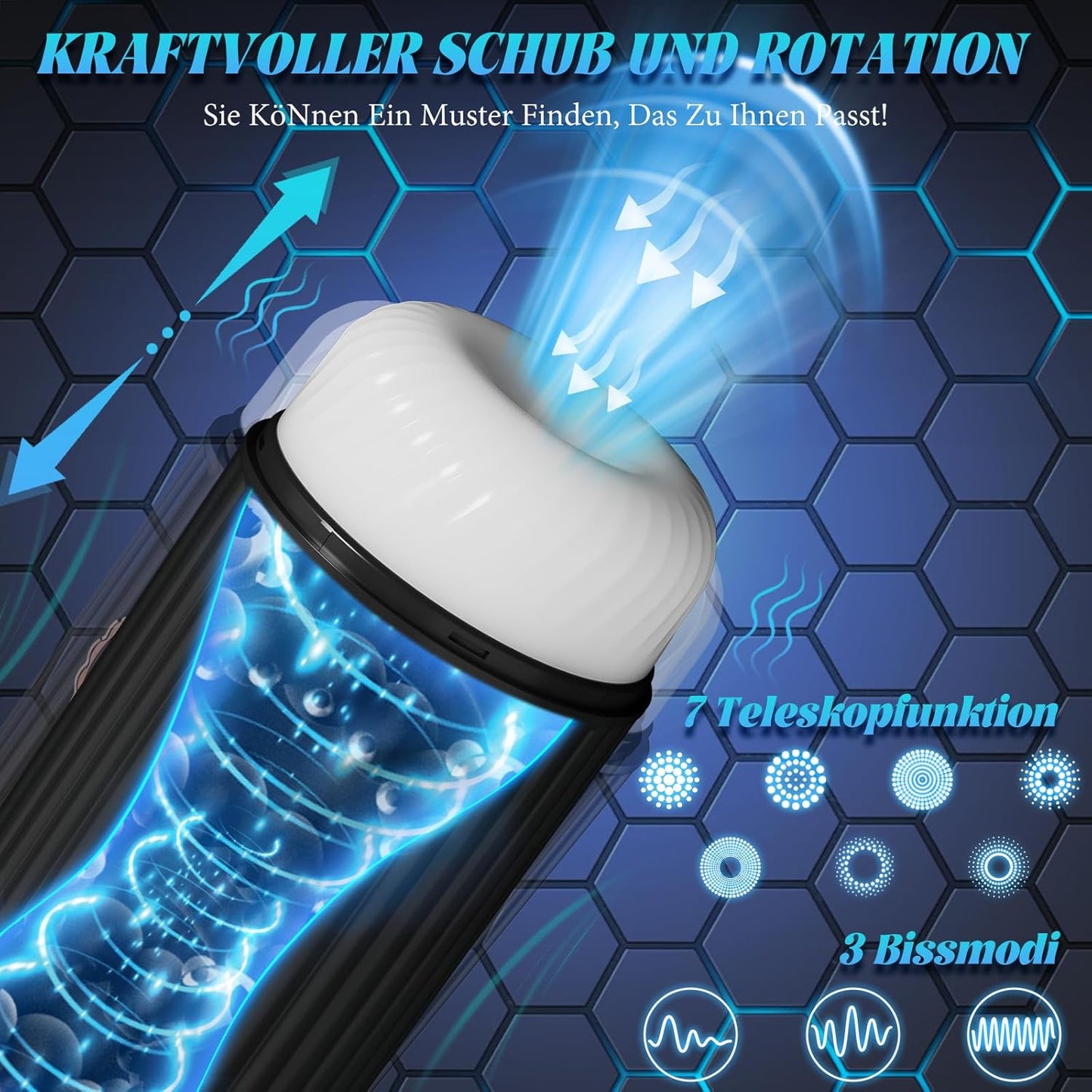 Elektrischer Masturbator Masturbieren Stroker Blowjob mit 7 Teleskopfunktion & 3 Saugmodi