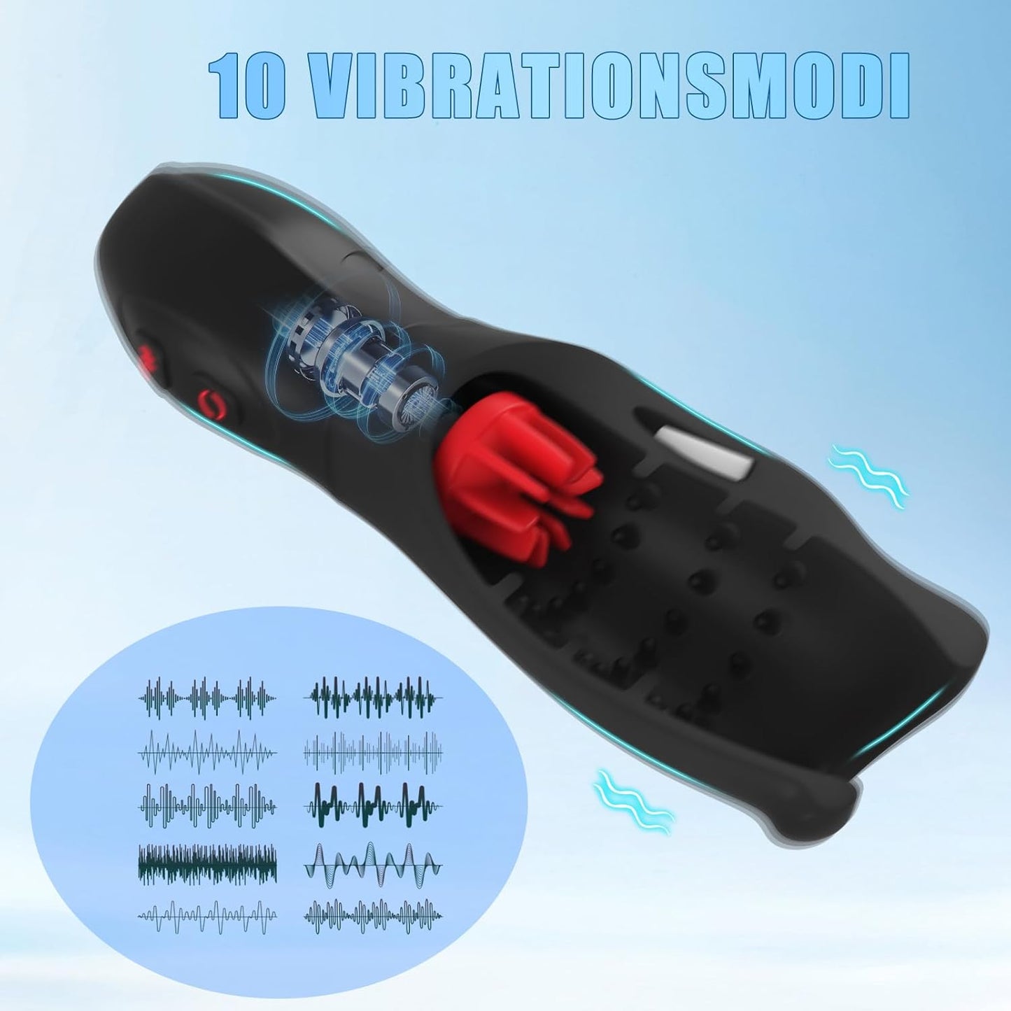 2 in 1 Penis Trainer Elektrischer Eichel Stimulator mit 10 Vibrations und 5 Rotations