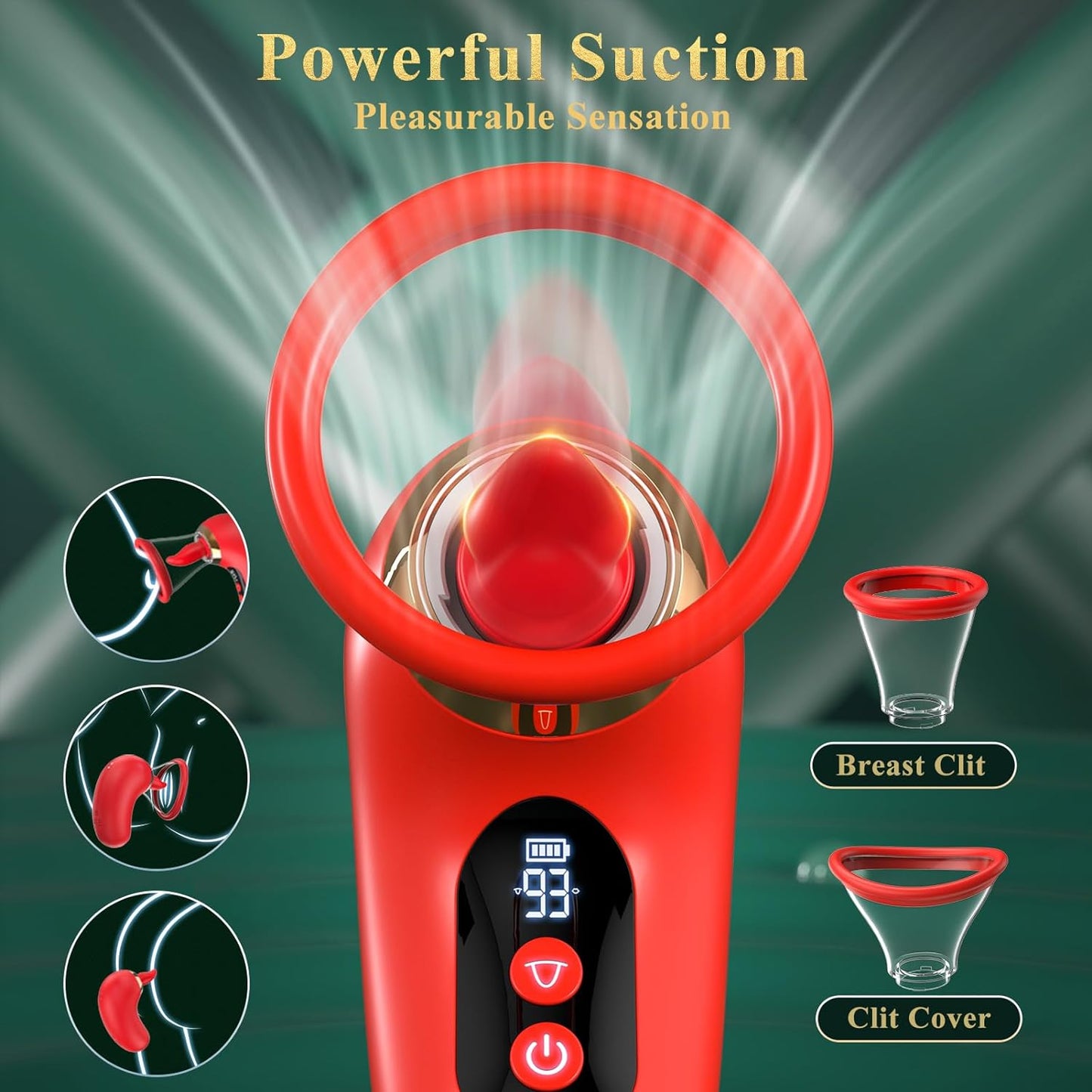 5 IN 1 Rosenvibrator G-Punkt Stimulator mit 3 Saug 9 Vibrations und Leckmodi
