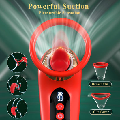 5 IN 1 Rosenvibrator G-Punkt Stimulator mit 3 Saug 9 Vibrations und Leckmodi