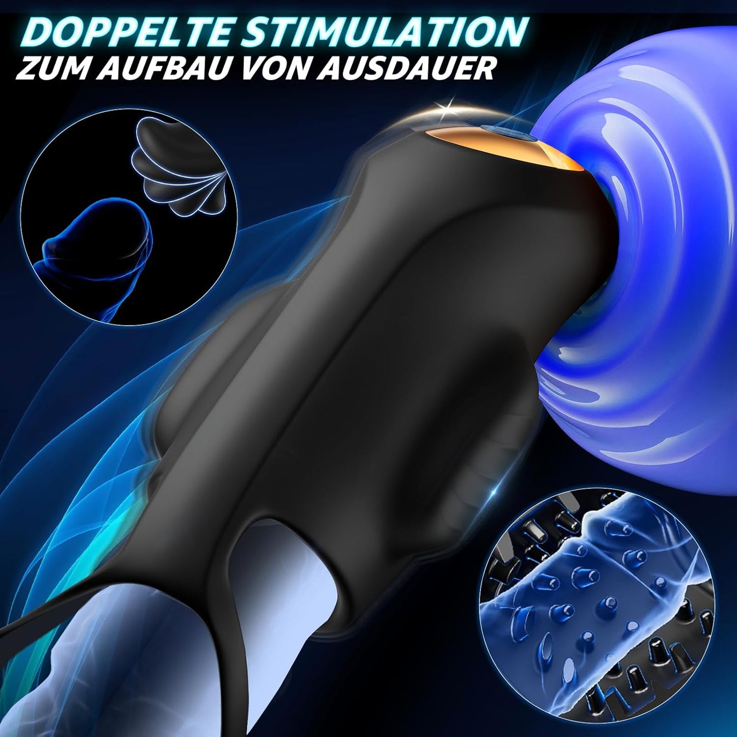 4 IN 1 Elektrische Penistrainer Eichel Stimulator Masturbatoren mit 9 Vibrationsmodi