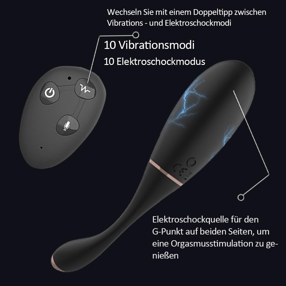 Elektrischer Schock Vibratoren Stimulator mit 10 Vibrationsmodi & 10 Elektroschockmodi