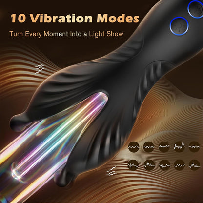 Abnehmbarer Harnröhren Trainer Penisvibrator Stimulator mit 7 LED-Farben & 14 Beleuchtungs & 10 Vibrationsmodi