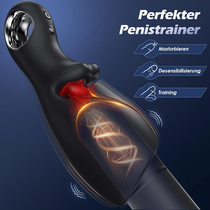 Zungenlecken Flattern Masturbatoren Penistrainer Vibrator mit 10 Zungenleck & Schlagmodi & Vibrationsmodi