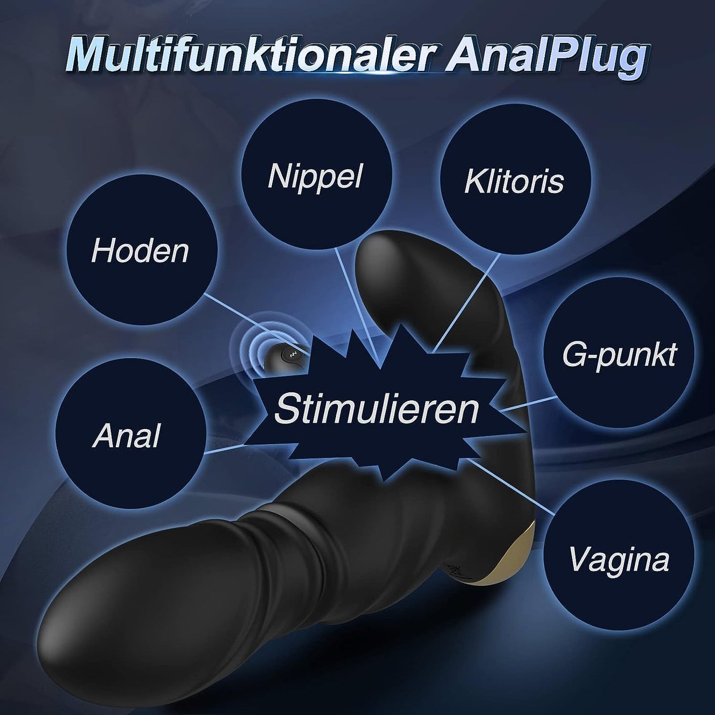 Stuwkracht anale vibrator prostaatstimulator met 8 vibratiemodi 8 telescopische modi 