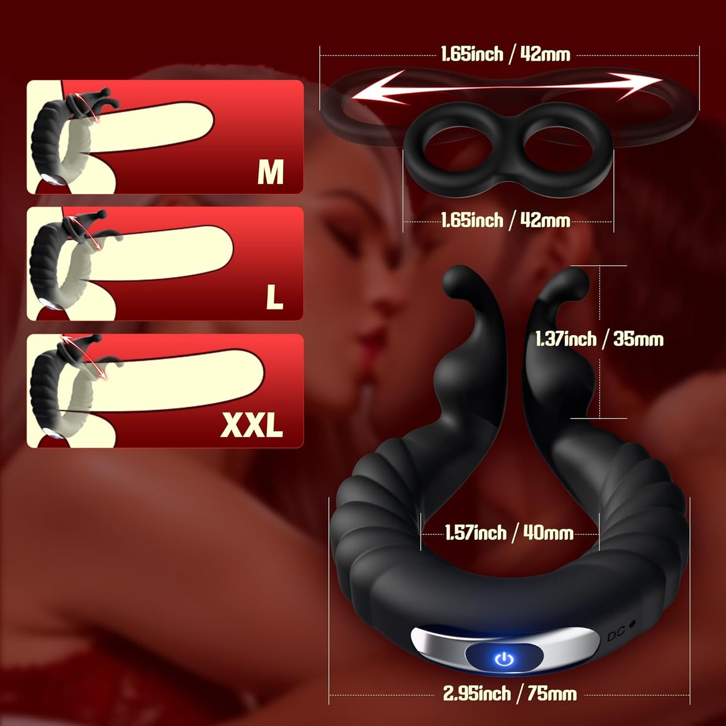 Penis ring vibrator cock ring sex toy with 10 vibration modes 