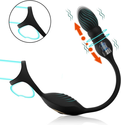 4 IN 1 Analvibrator Dildo Penisring Prostata Stimulator mit 9 Vibrationsmodi