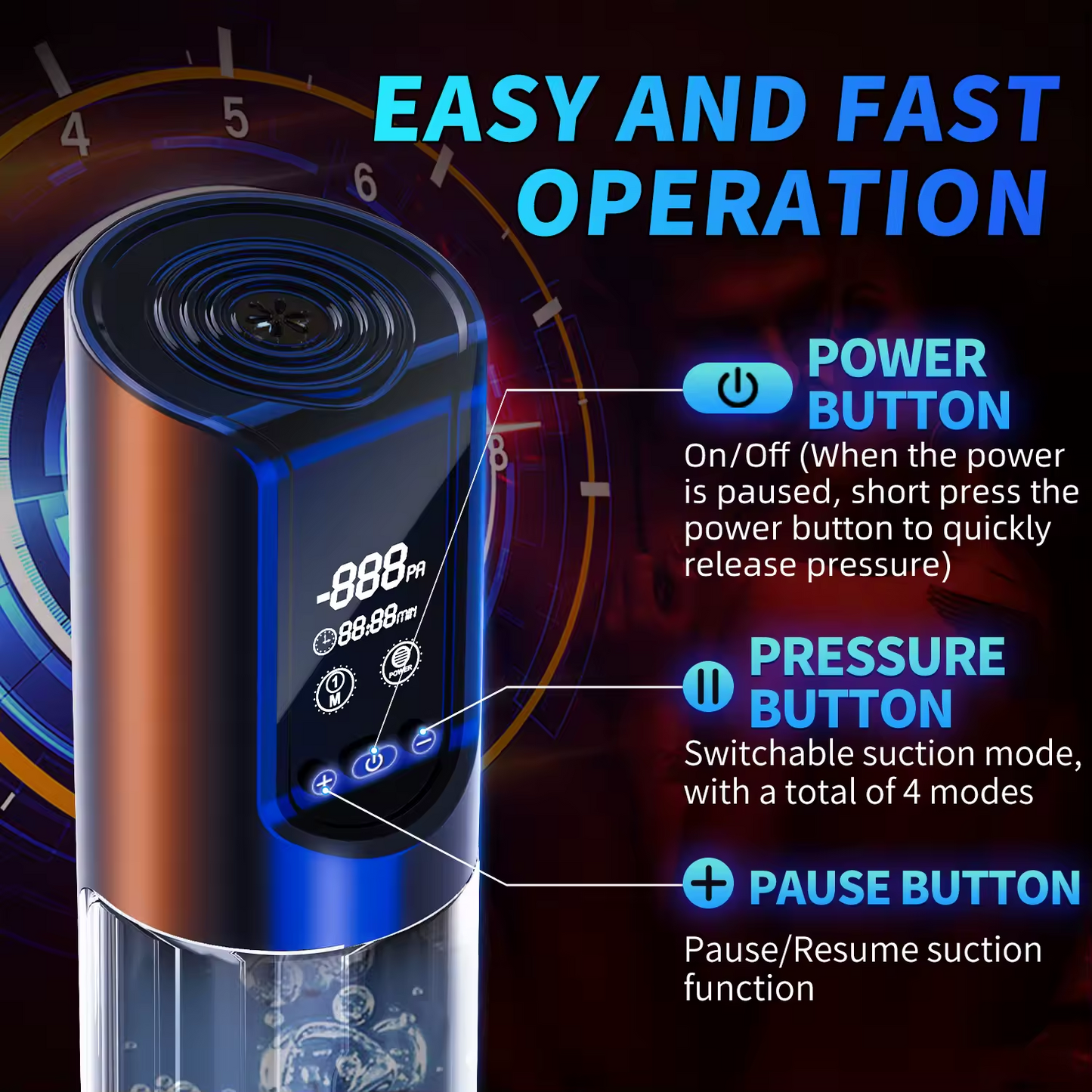 Elektrische Penispumpe Erektionstrainer Blowjob mit 4 Leistungsstarke Saugkraft