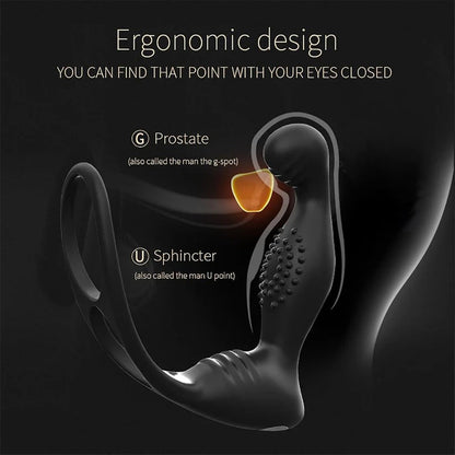 Analvibratoren Buttplug Prostata-Massagegerät Penisring Stimulator mit 10 Vibrationsmodi