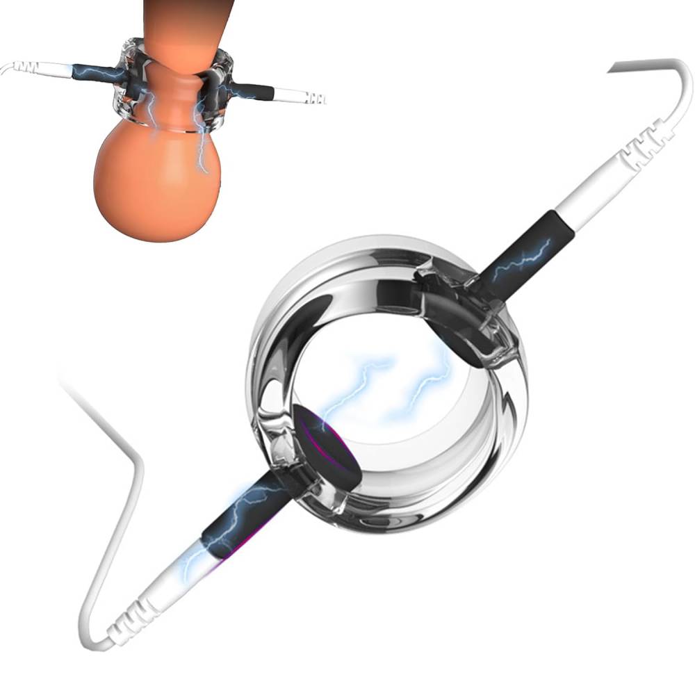 Elektro-Schock Penistrainer Cockring Stimulator mit Penis und Hodenringen