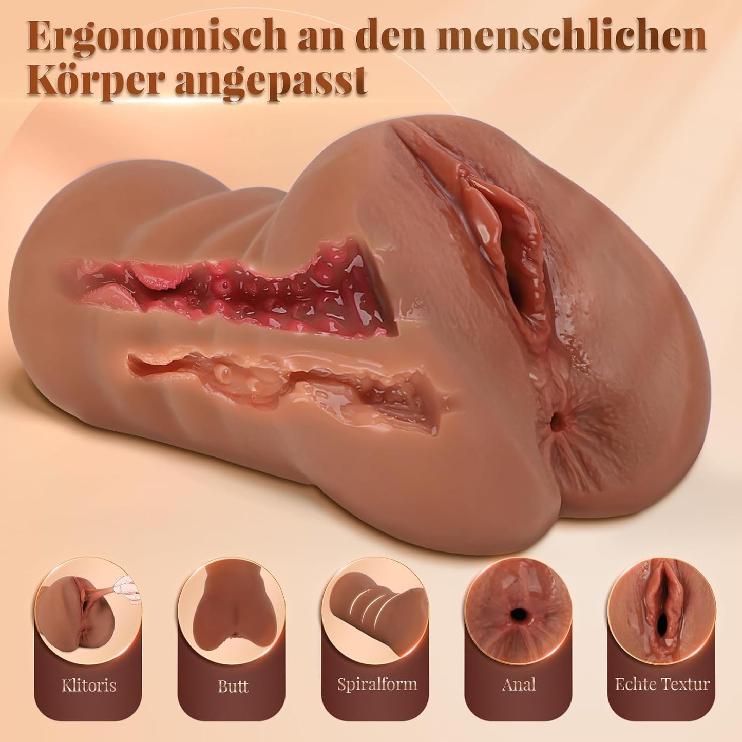 Vibrierender Realistischer Masturbator Blowjob Pocket Pussy mit 10 Vibrationsmodi