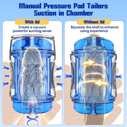 Open-Ended Quetschbarer Masturbator Penistrainer Stroker Blowjob mit Spiralstruktur