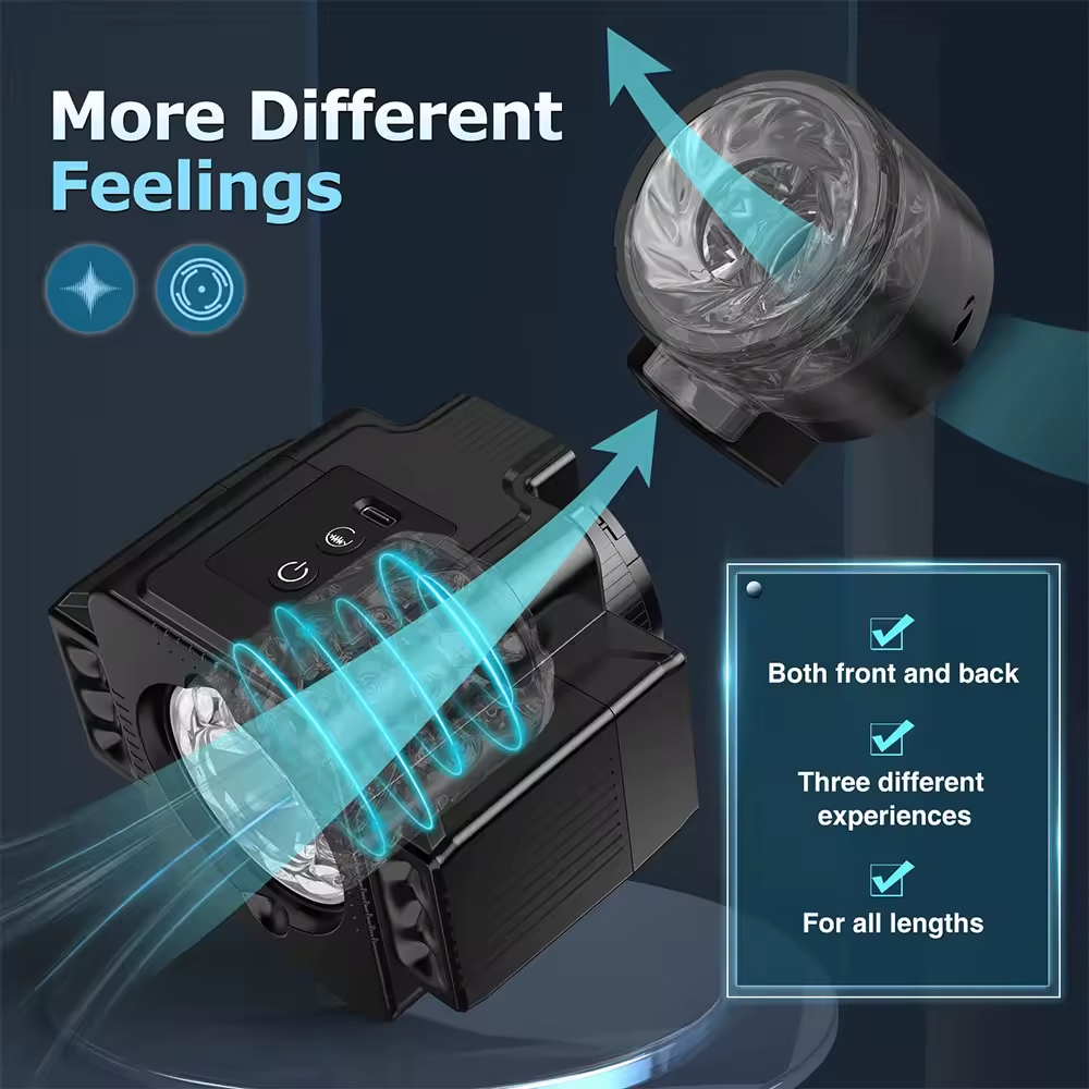 2 in 1 elektrische masturbator met 7 telescopische en roterende functies en 7 vibratiestanden 