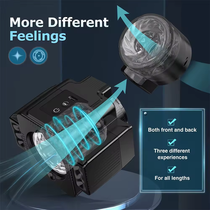 2 in 1 elektrische masturbator met 7 telescopische en roterende functies en 7 vibratiestanden 