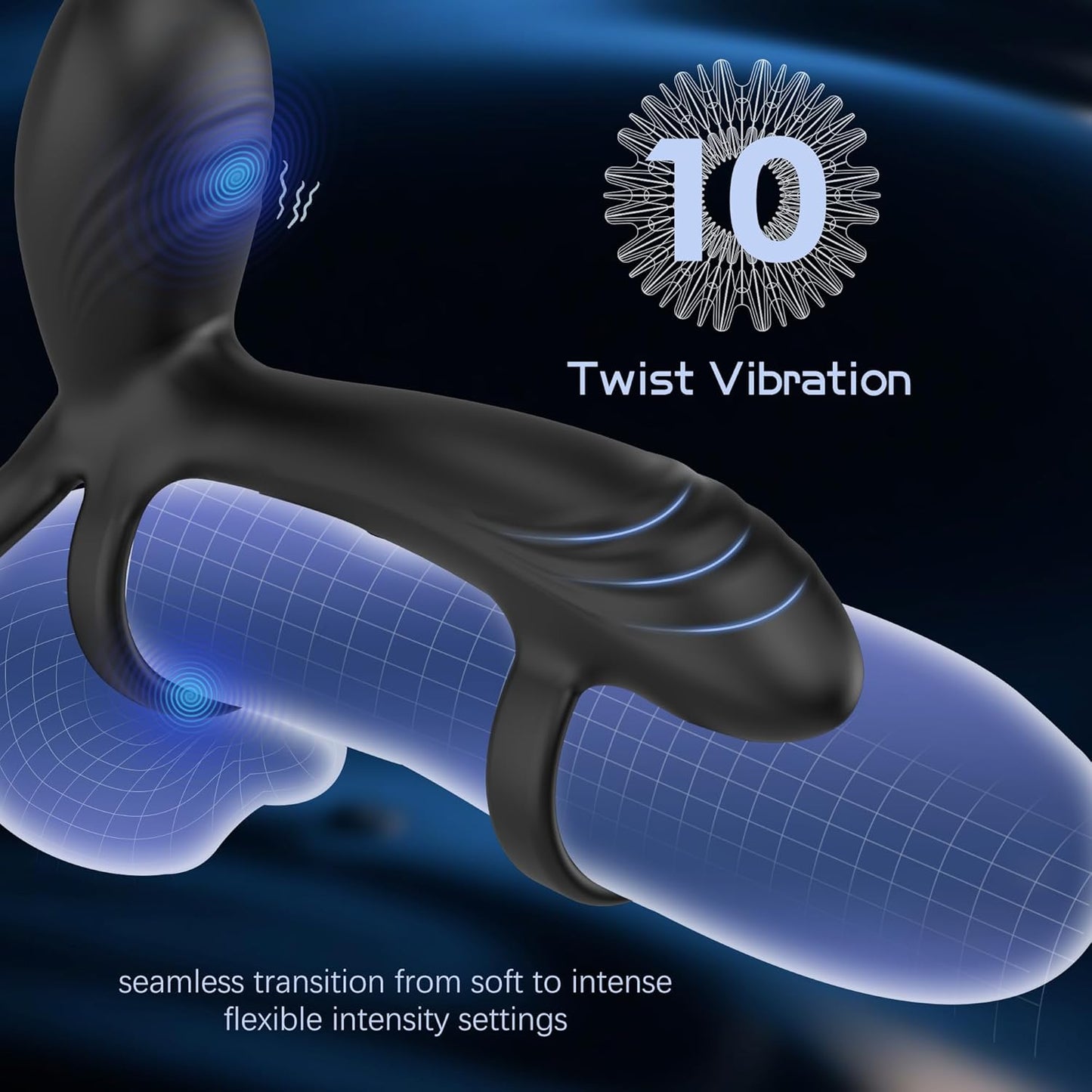 360° Drehbarer Penis Stimulator Vibrator Hüllenverlängerung mit 10 Modi