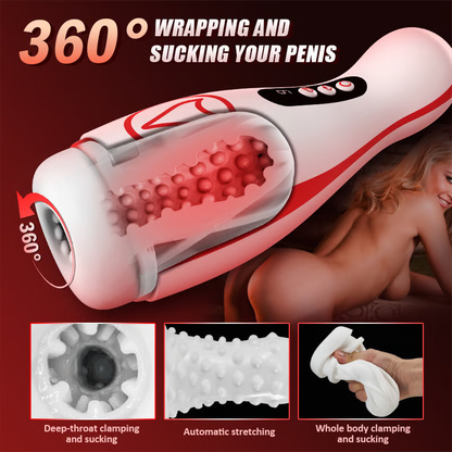 Automatischer Masturbator Penispumpe Stroker mit 3 Saug & 7 Stoß & Rotations & Vibrations