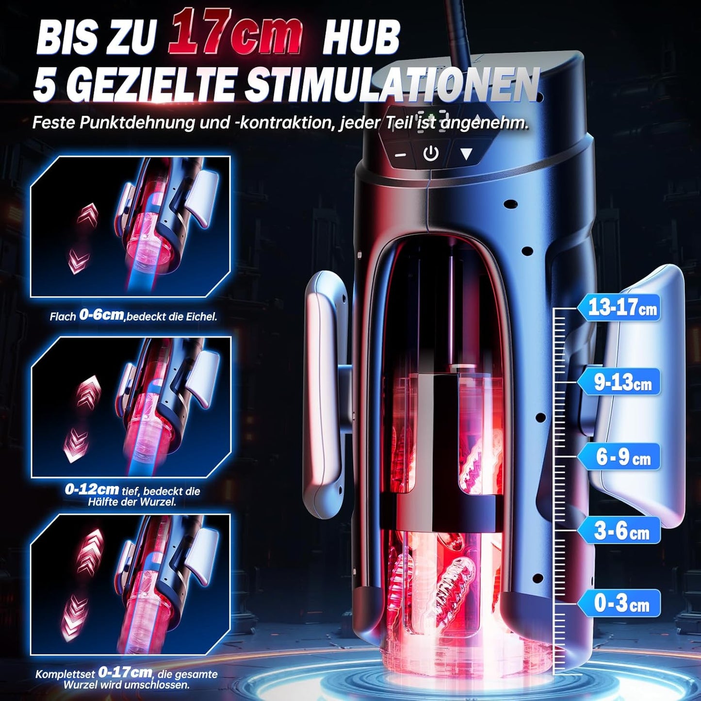 Doppelgriff  Elektrischer Masturbator Penis Vibrator Trainer mit 7 Teleskopfunktion