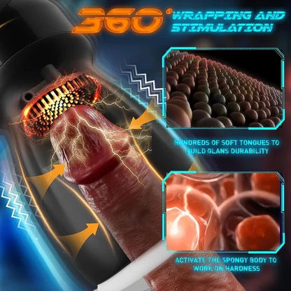 360° Vollumhüllungs Penistrainer Vibrator Masturbator mit 10 Vibrations und Trainingsmodi
