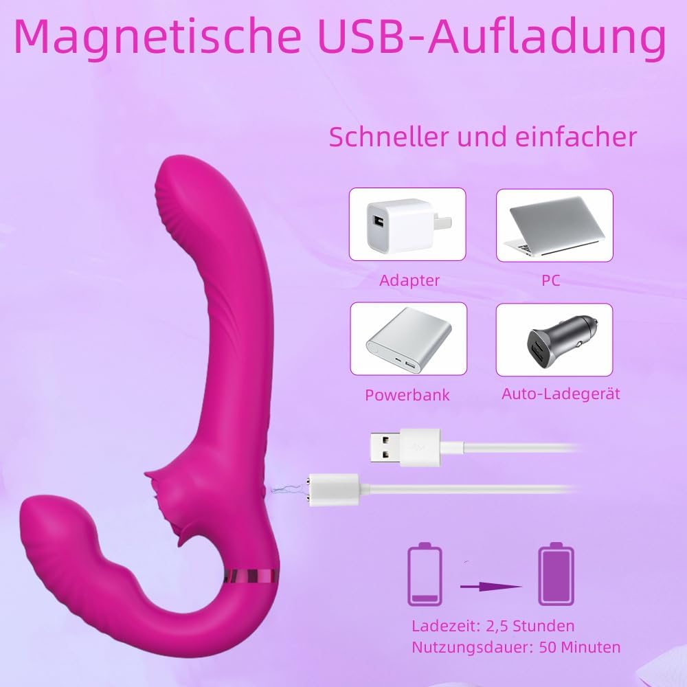 2 in 1 Damen Doppelkopf Vibrator Klitoris Stimulator Pulsation Lecken mit 10 Vibrationsfrequenz