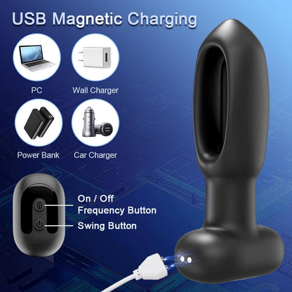 Analvibrator Prostata Massagegerät Plug mit 10 Flapping & Vibrationsmodi