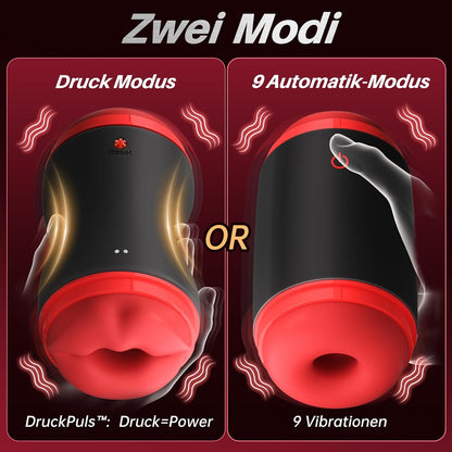 Elektrischer Masturbator Blowjob Taschenmuschi mit 9 Vibrationen & Druckmodus