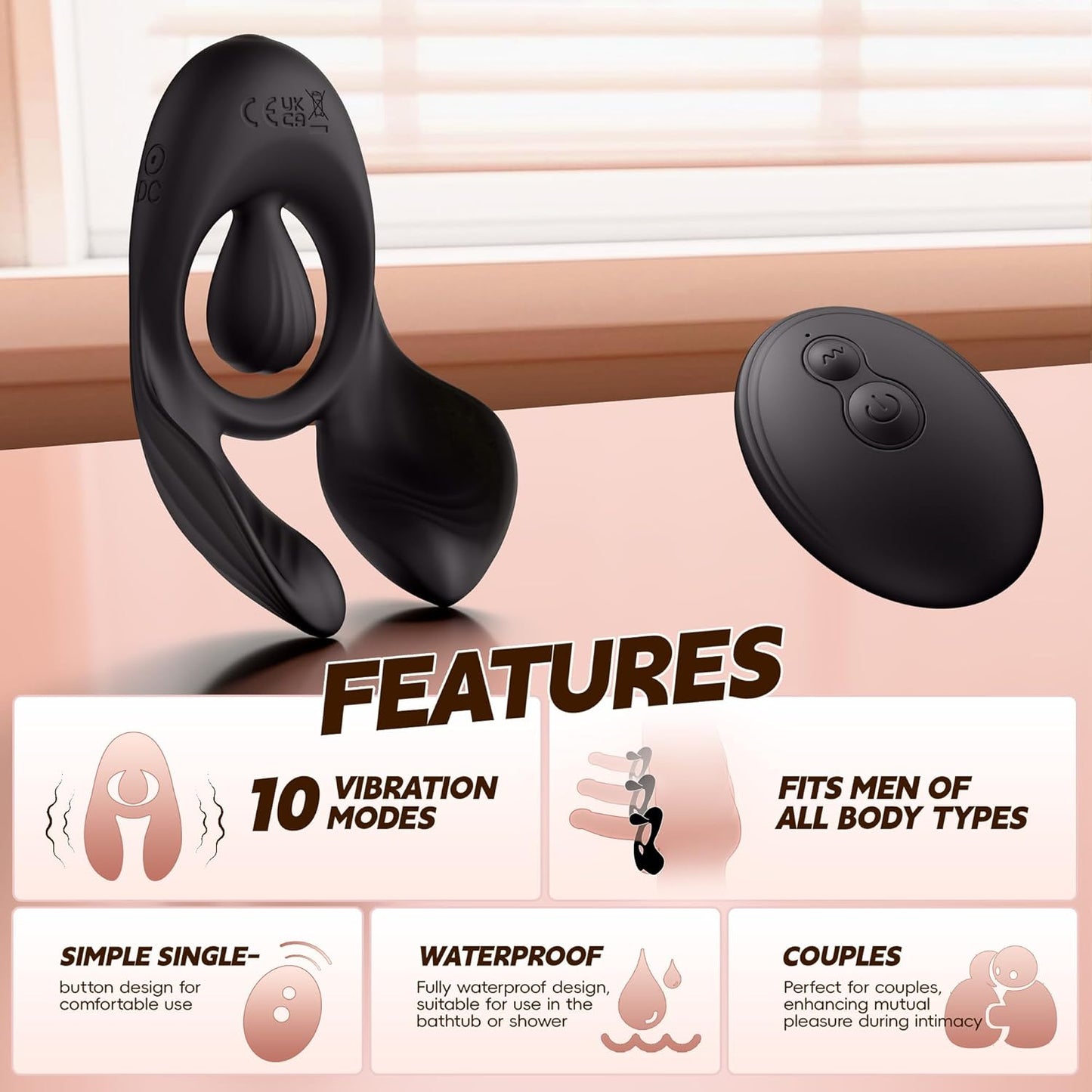 Doppelter Hodenvibrator Penis Trainer Stimulator mit 3 Motoren und 10 Vibrationen