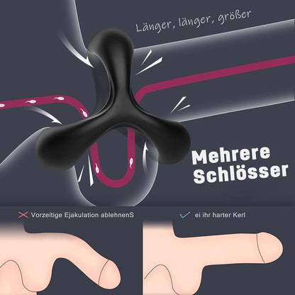 Penisringe drei Ringe Schwarz Härter Länger Größer S-HANDE