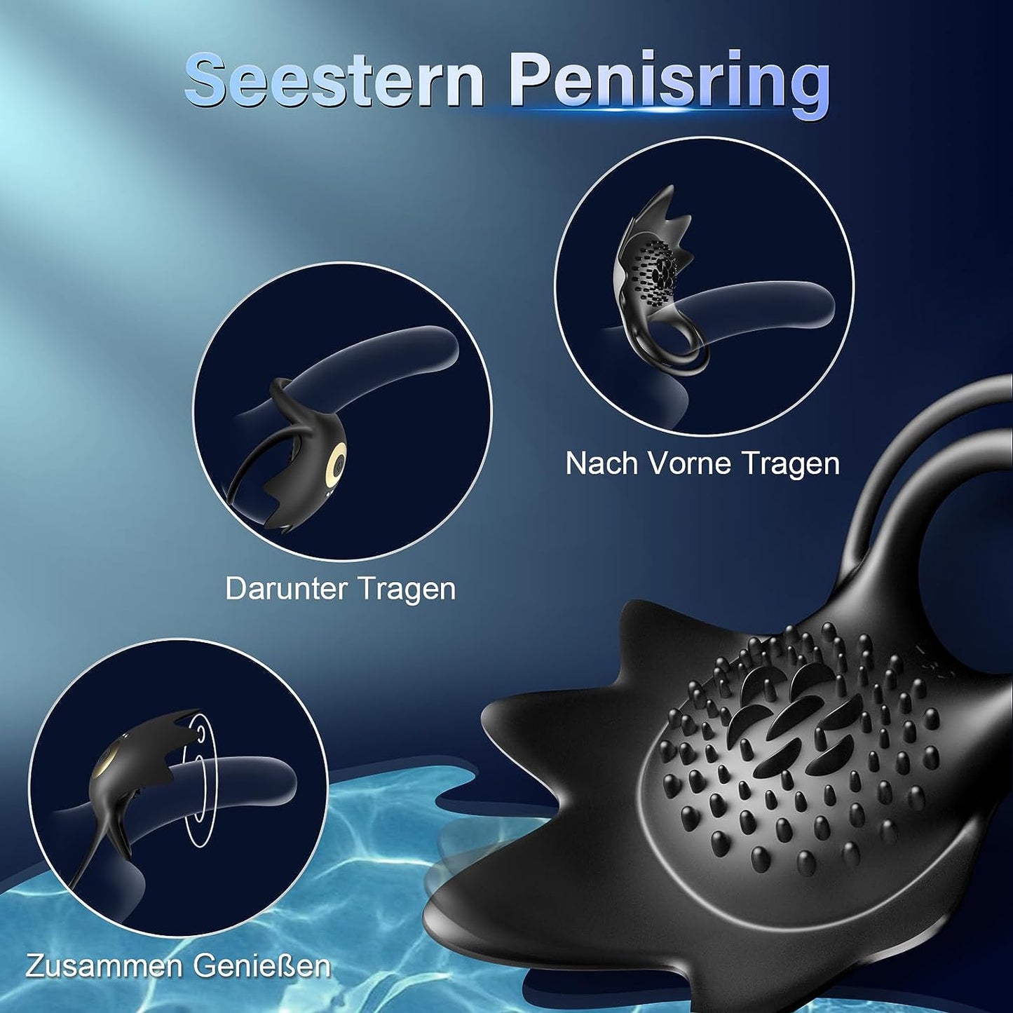 3 in1 Penisring Vibrator Sex Spielzeug Cockring Penis Ring 10 Vibrationen