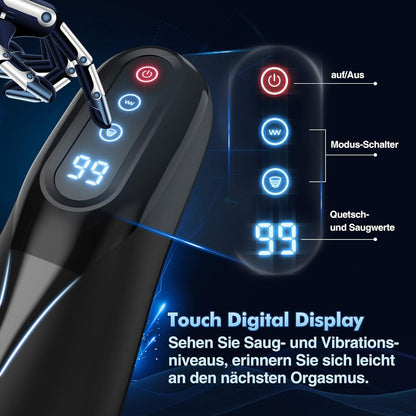 LCD display electric masturbator with 9 suction modes and 9 vibration modes 