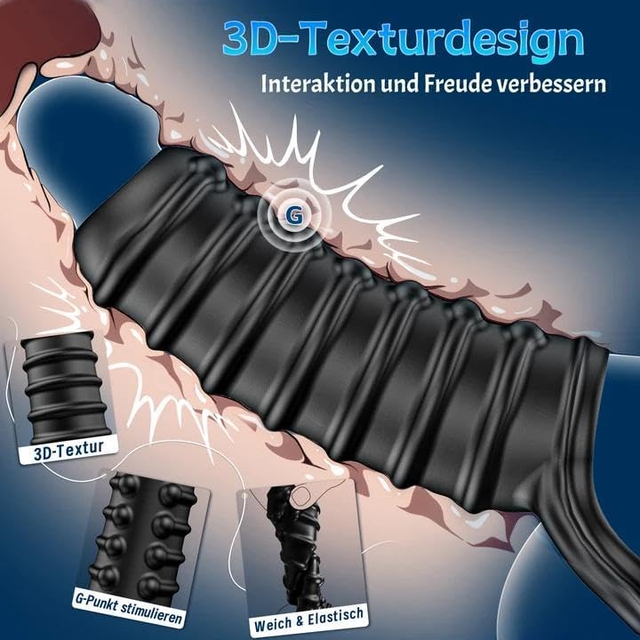 3D Textur Wiederverwendbar Penisring Penishülle Strukturierte Hodensackring