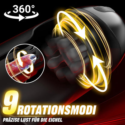 App-gesteuerter Penis Trainer Blowjob Eichelstimulator mit 9 Rotations und Vibrationsmodi
