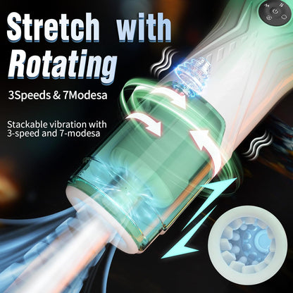 LCD-Display Automatischer Masturbator Stroker Blowjob mit 7 Stoß und 7 Rotationsmodi