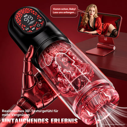 Intelligente APP‑Steuerung Masturbieren Penispumpe Stroker Blowjob mit 9 Saugen & 9 Stoßmodi