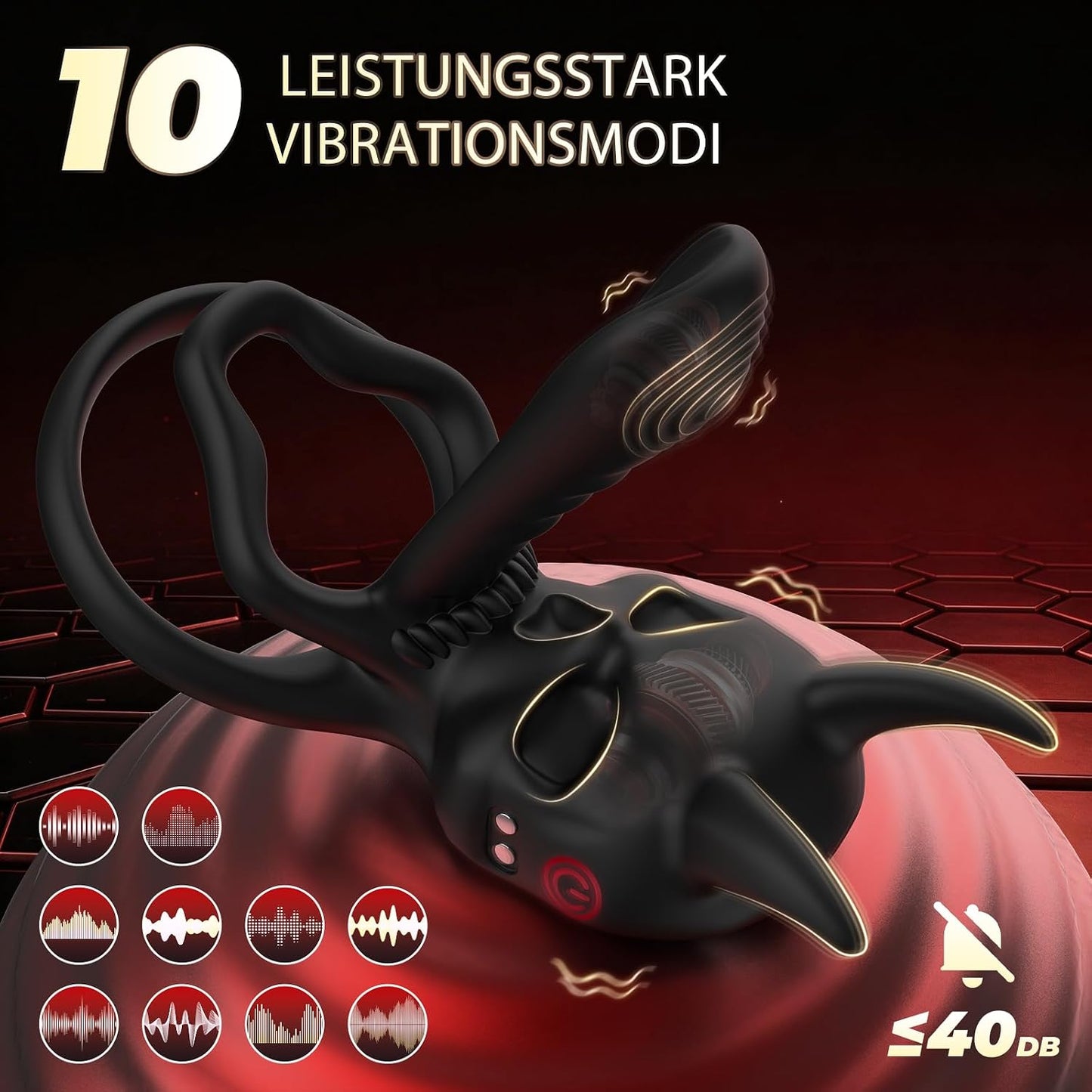 4 IN 1 Penisring Vibrator Hodenring Klitoris & G-Punkt Stimulator mit 9 Vibrations