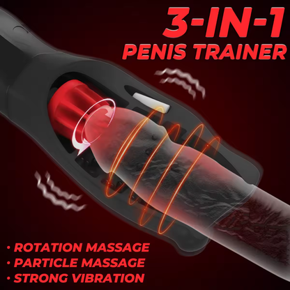 2 in 1 Elektrischer Penis Trainer Eichel Stimulator mit 10 Vibrations und 5 Rotations
