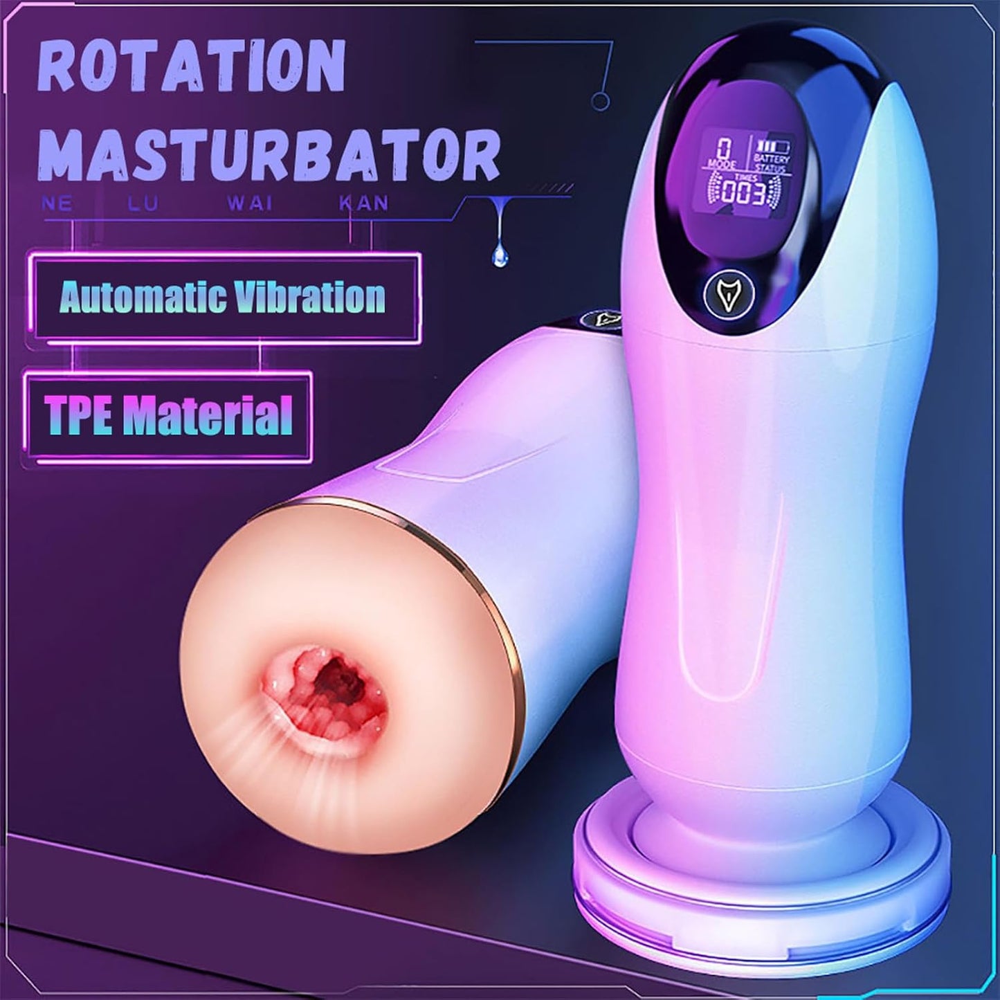 LCD Display Intelligente Elektrischer Masturbator Cup Blowjob mit 8 Vibrationsmodi