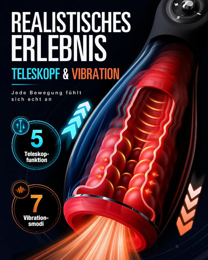 Elektrische Masturbator Penis Trainer Stroker Blowjob mit 5 Stoßmodi & 7 Vibrationen & Heizfunktion