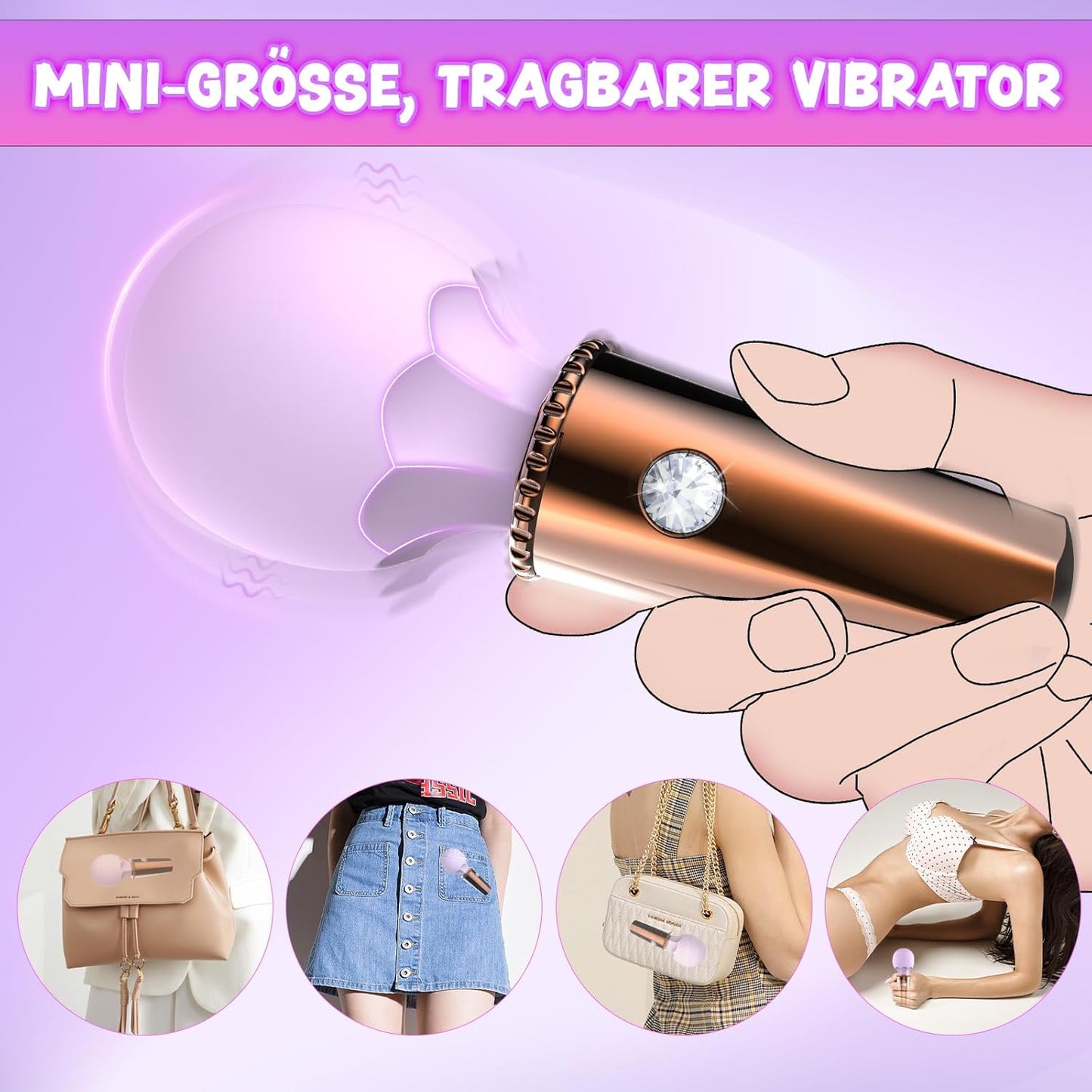 Massagegerät Kabelloser Vibratoren mit 20 Vibrationsmuster und 8 Geschwindigkeitsstufen