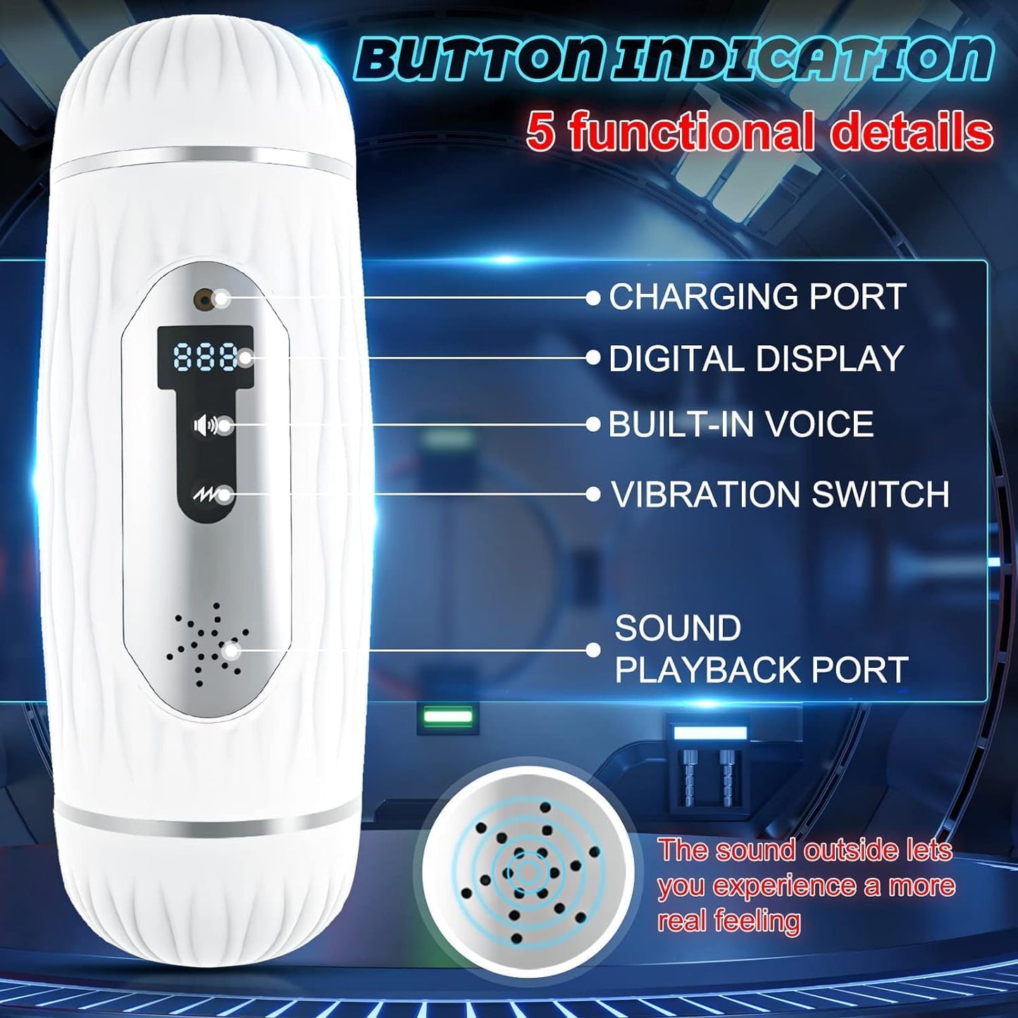 2 IN 1 Elektrischer Masturbatoren mit 12 Vibration & Heizfunktion