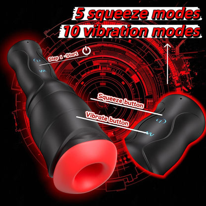 Automatischer Penistrainer Stroker Masturbator mit 5 Saug und 10 Vibrationsmodi