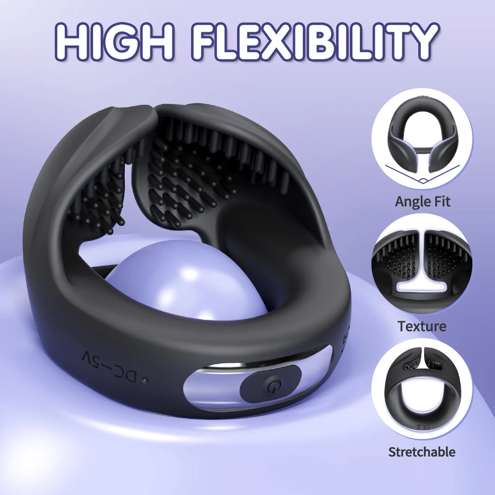 2 IN 1 Extrem Vibrierender Penisring Massagegerät mit 10 Vibrationsmodi