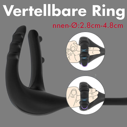 10 frequenties anale plug en perineumstimulator 3 in 1 verstelbare cockring 