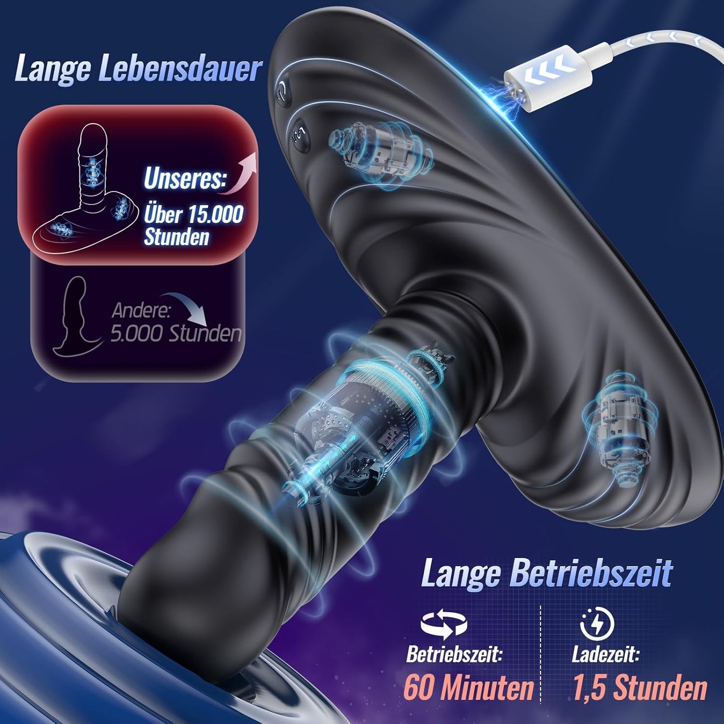 AI Sync Anal Plug Dildo & Grinder-Vibrator mit 9 Vibrations & 3 Stoßmodi