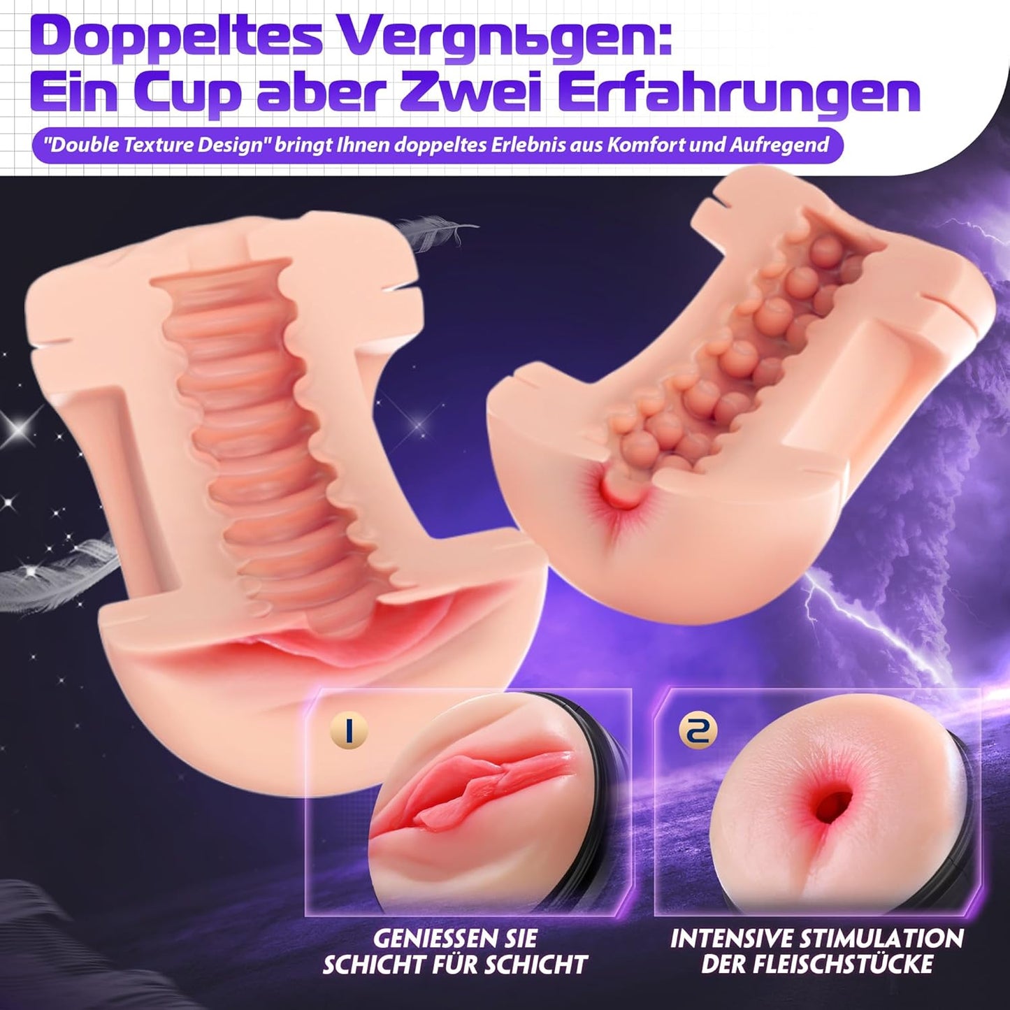 3 IN 1 Realistischer Elektrischer Masturbator Penistrainer mit 10 Leistungsstarke Vibrationen