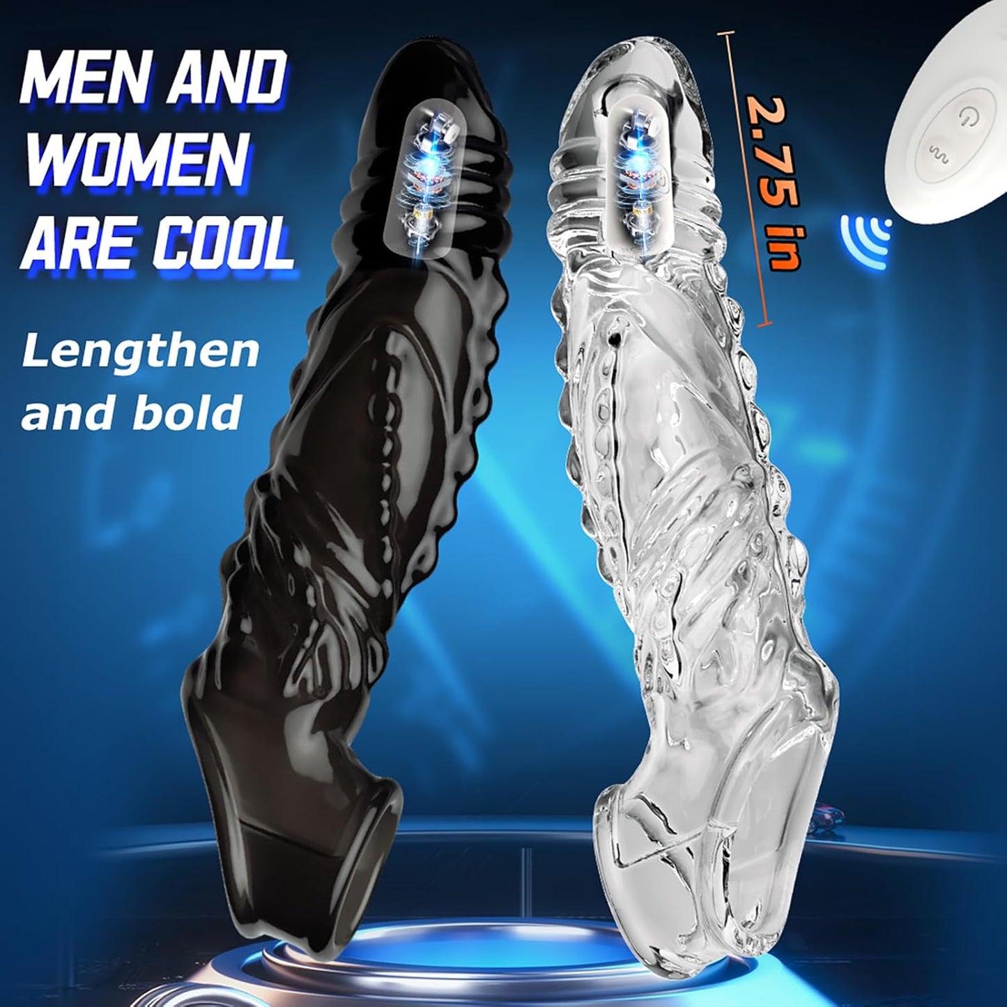 Vibrierende Penishülle Vergrößerung mit Fernbedienung und Multifunktionales