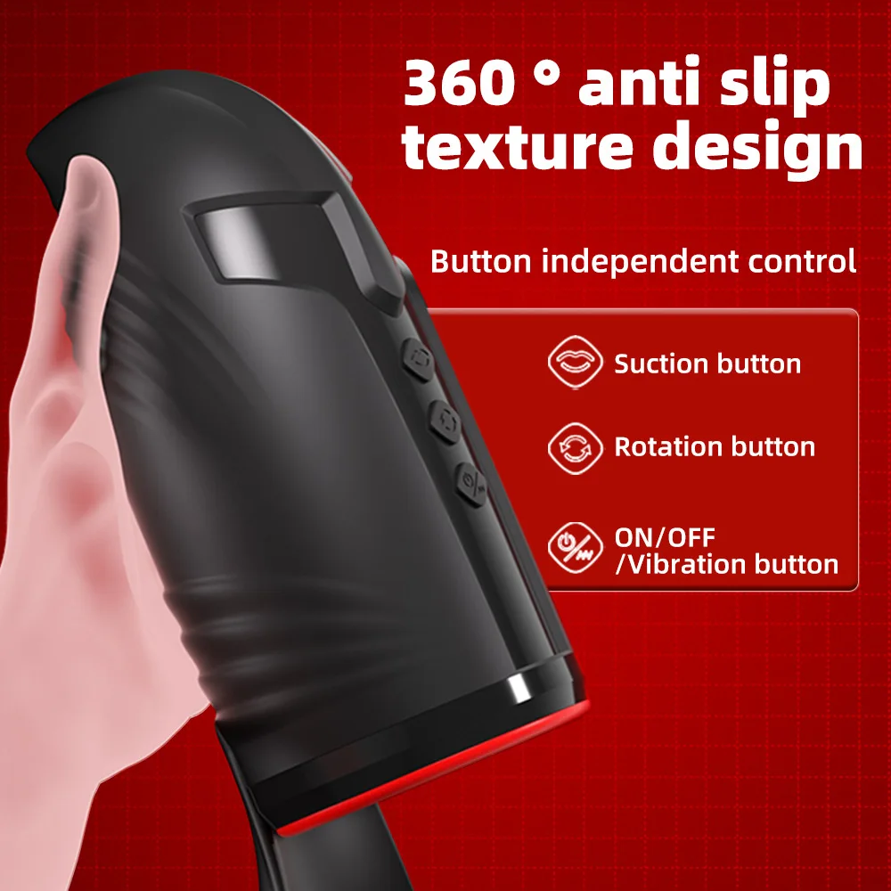 360° Spin Eicheltrainer Penisvibrator Masturbator mit 10 Saug und Vibrationsmodi
