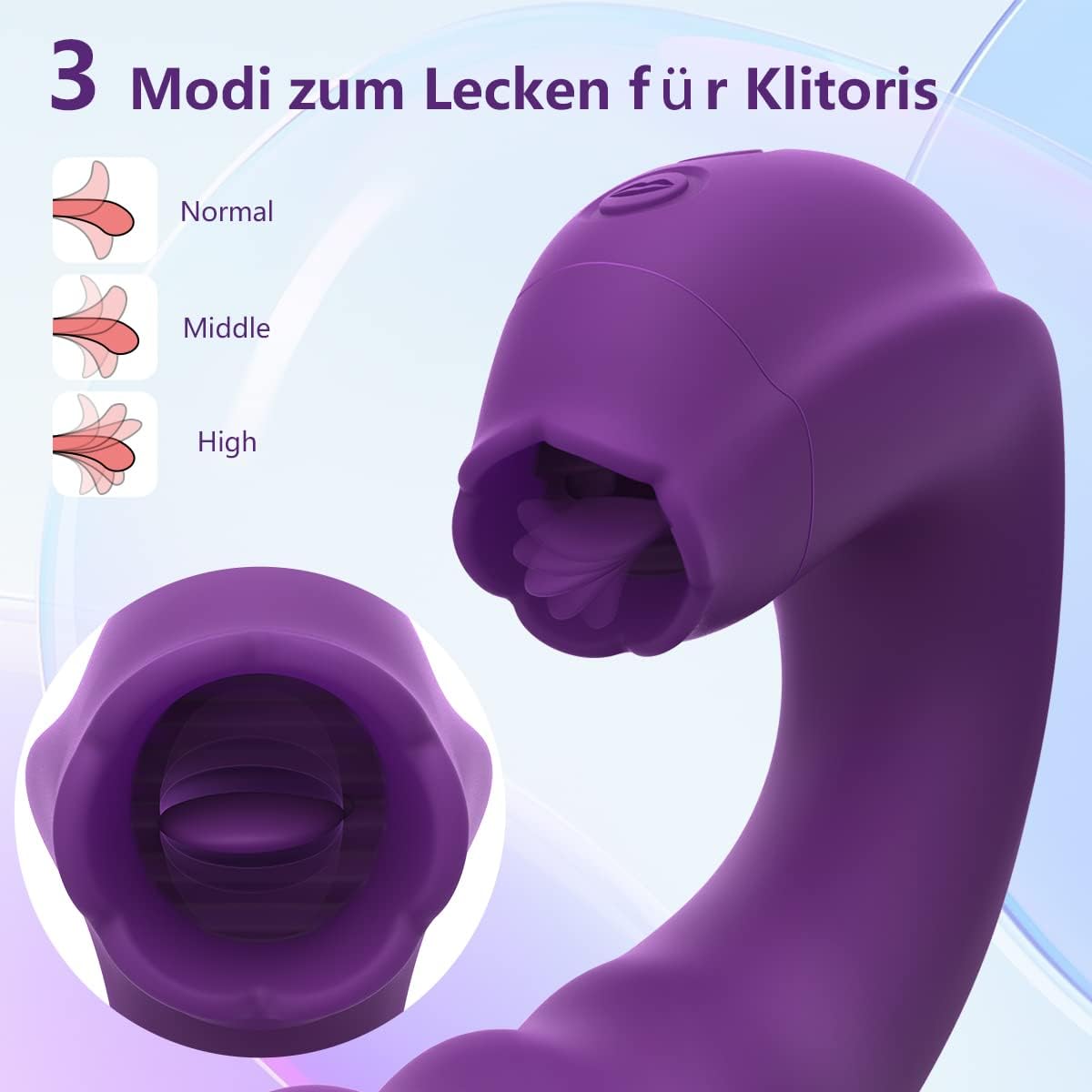 3 in 1 Klitoris G-Punkt Vibrator mit 10 Stoßfunktion 10 Rotation 3 Zungenlecken